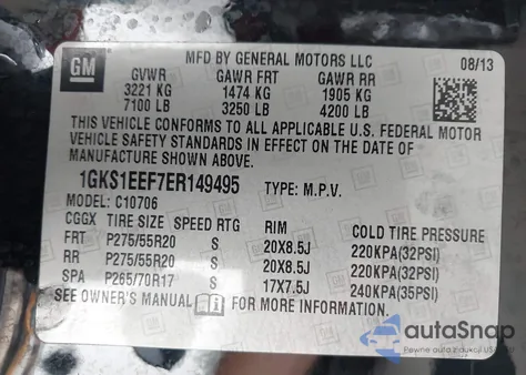 2014 GMC Yukon Denali from USA, damaged, VIN 1GKS1EEF7ER149495
